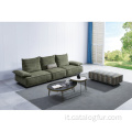 Divano ad angolo moderno in pelle nera, divano componibile per divano, design per soggiorno